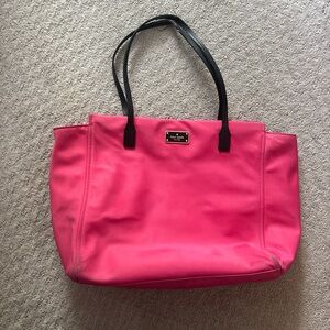 Hot Pink Kate Spade tote bag with black accents